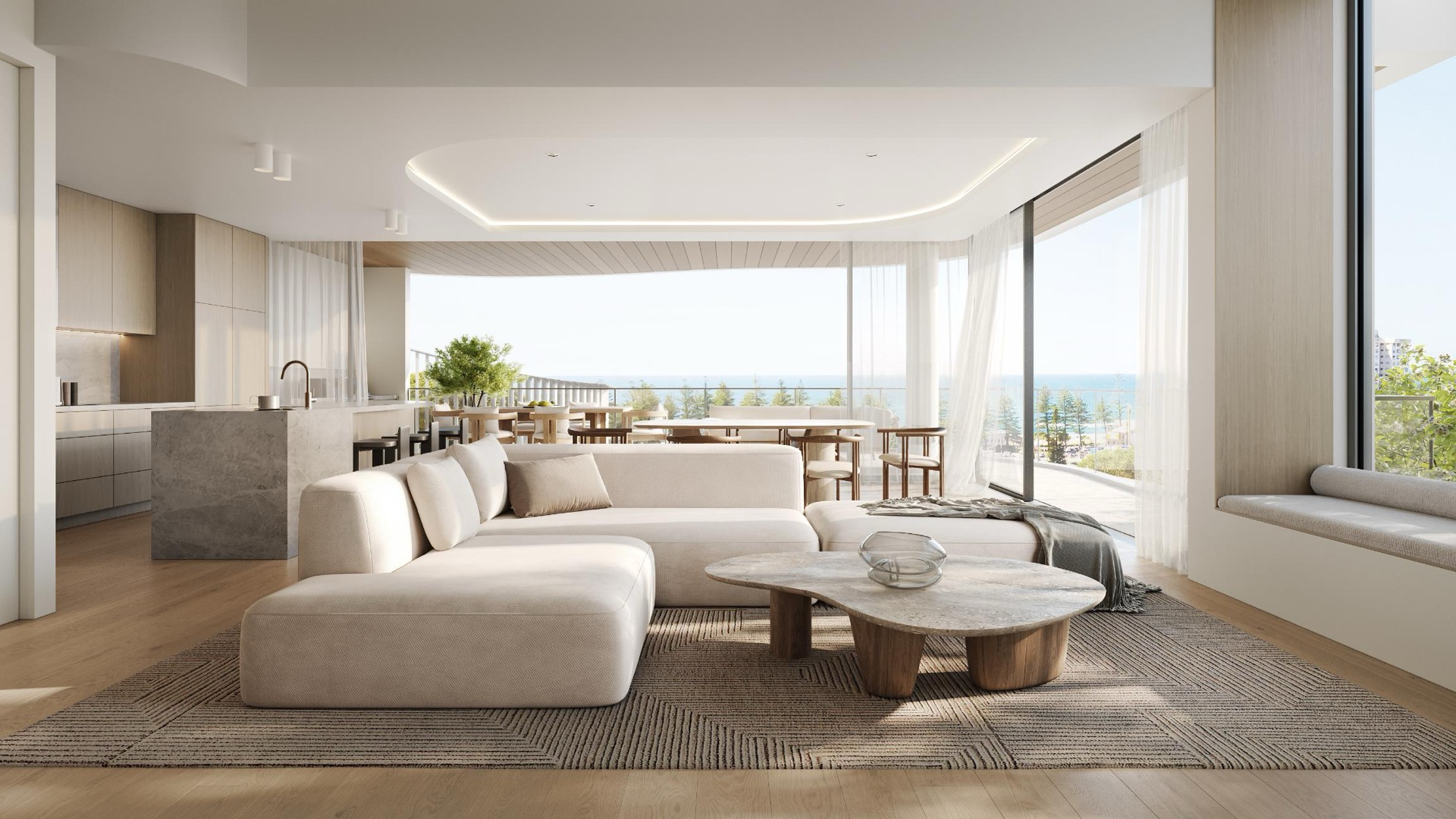 Living room with ocean views