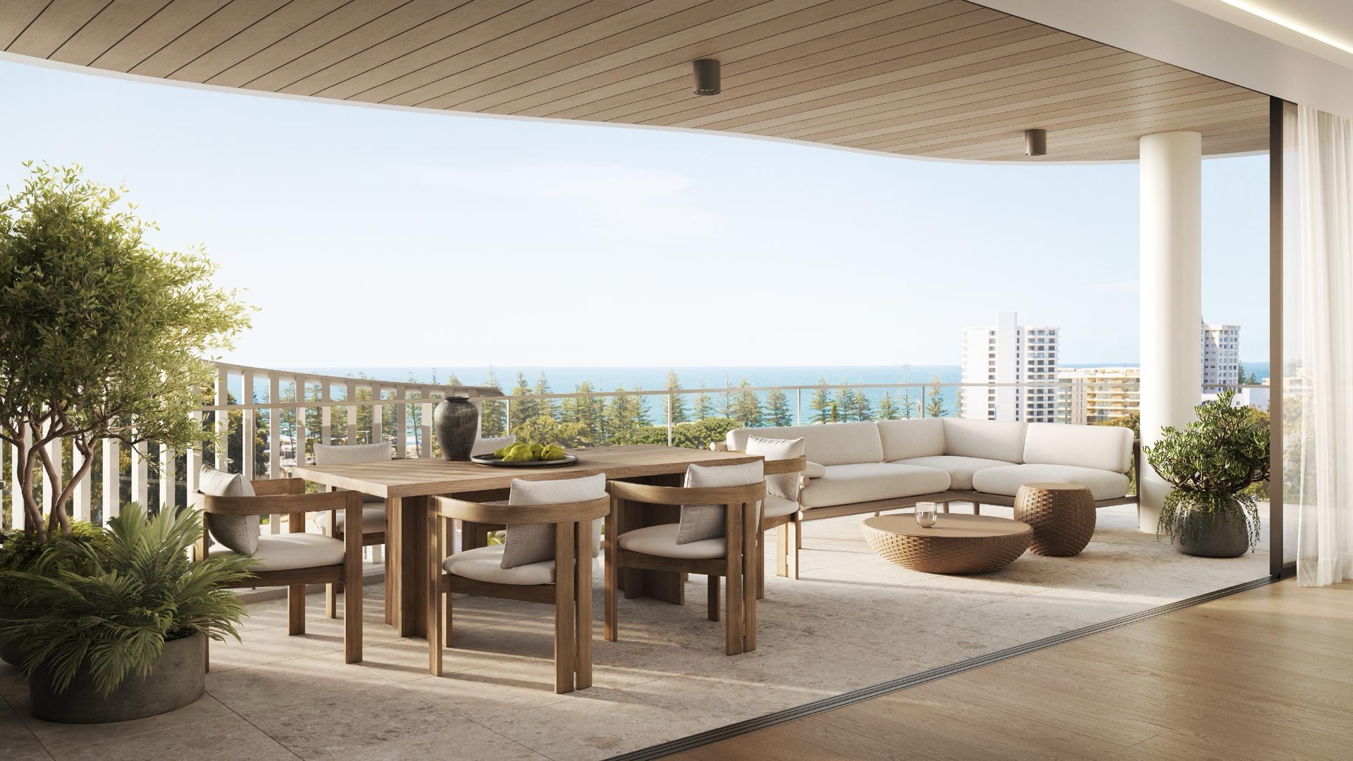 Terrace dining with ocean views